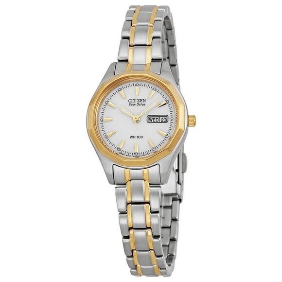 NWT Authentic Citizen Eco-Drive Sport White Dial Two-tone Women's Watch - Picture 1 of 4